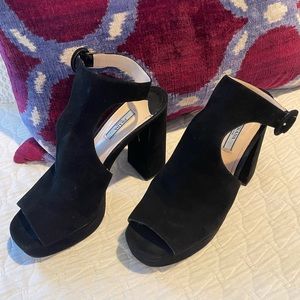 Black Ankle Wrap Prada Platforms